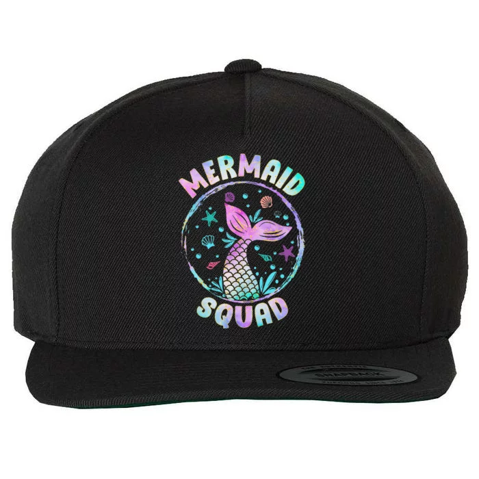 Mermaid Squad Themed Birthday Party Mermaids Family Matching Wool Snapback Cap