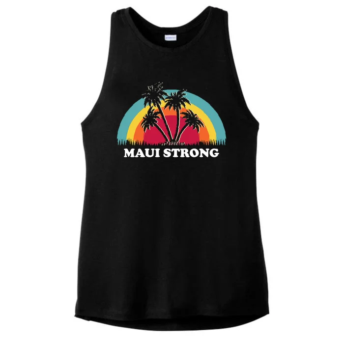 Maui Strong Tropical Hawaii Wildfire Ladies Tri-Blend Wicking Tank