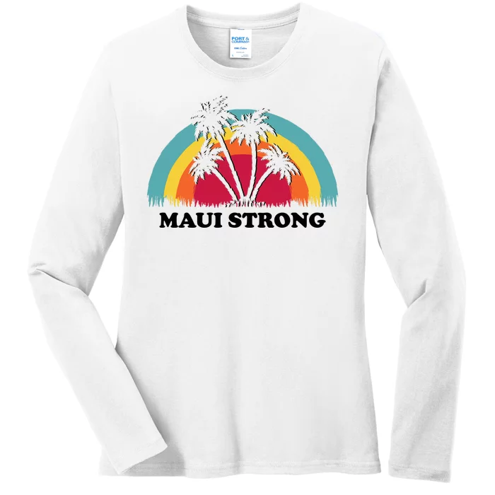 Maui Strong Tropical Hawaii Wildfire Ladies Long Sleeve Shirt