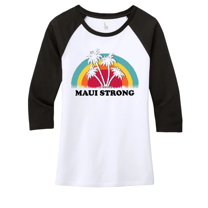 Maui Strong Tropical Hawaii Wildfire Women's Tri-Blend 3/4-Sleeve Raglan Shirt