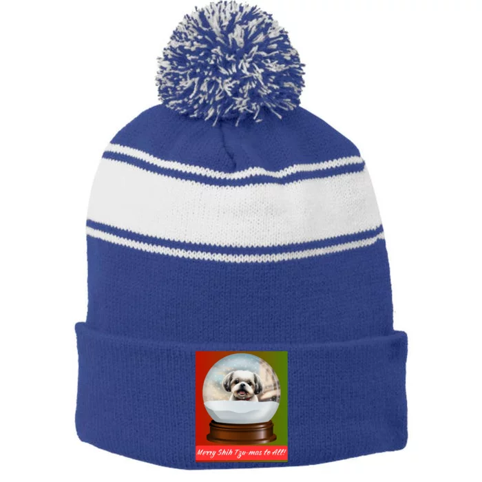 Merry Shih TzuMas To All! Gift Stripe Pom Pom Beanie