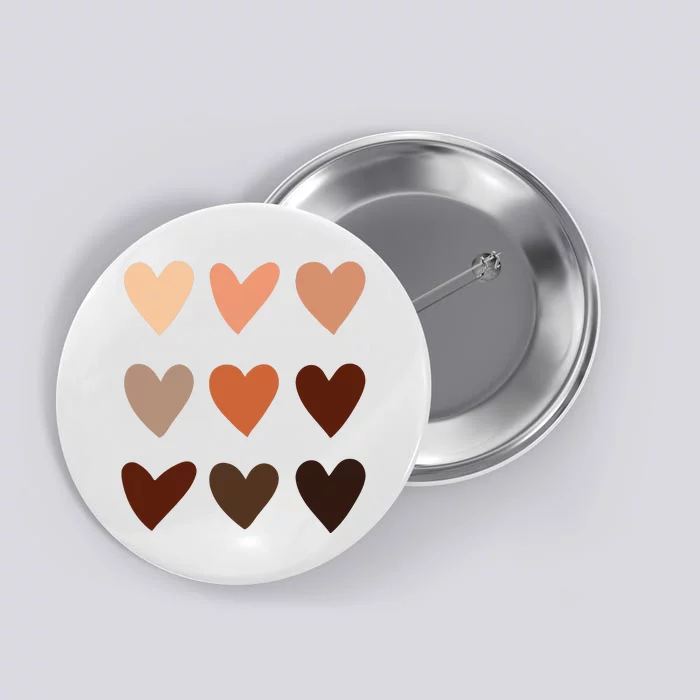 Melanin Skin Tone Hearts Be Kind Black History Month Button