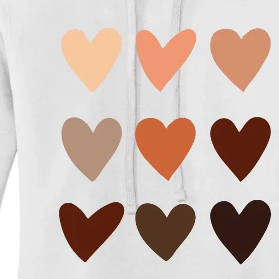 Melanin Skin Tone Hearts Be Kind Black History Month Women's Pullover Hoodie