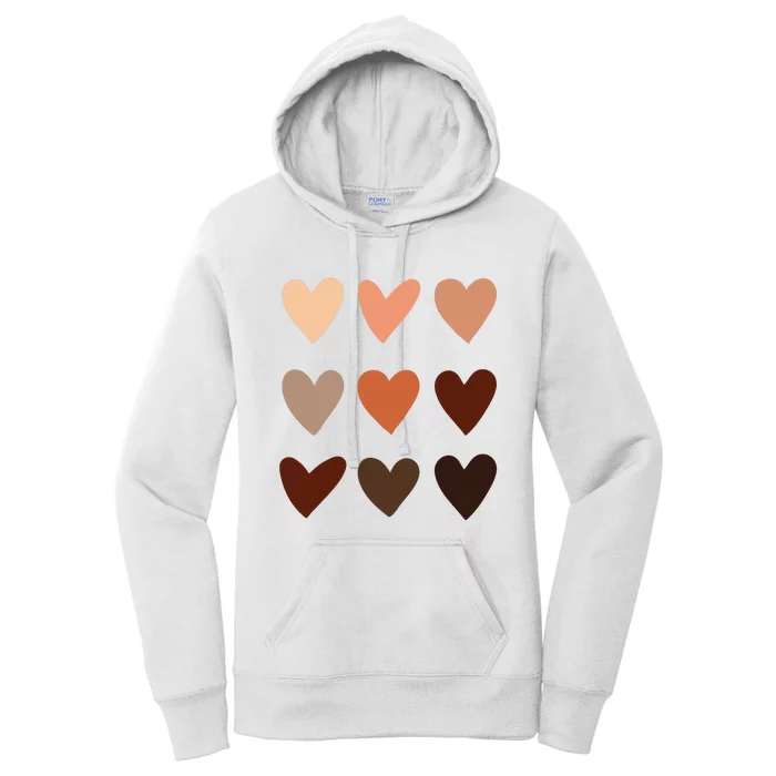 Melanin Skin Tone Hearts Be Kind Black History Month Women's Pullover Hoodie