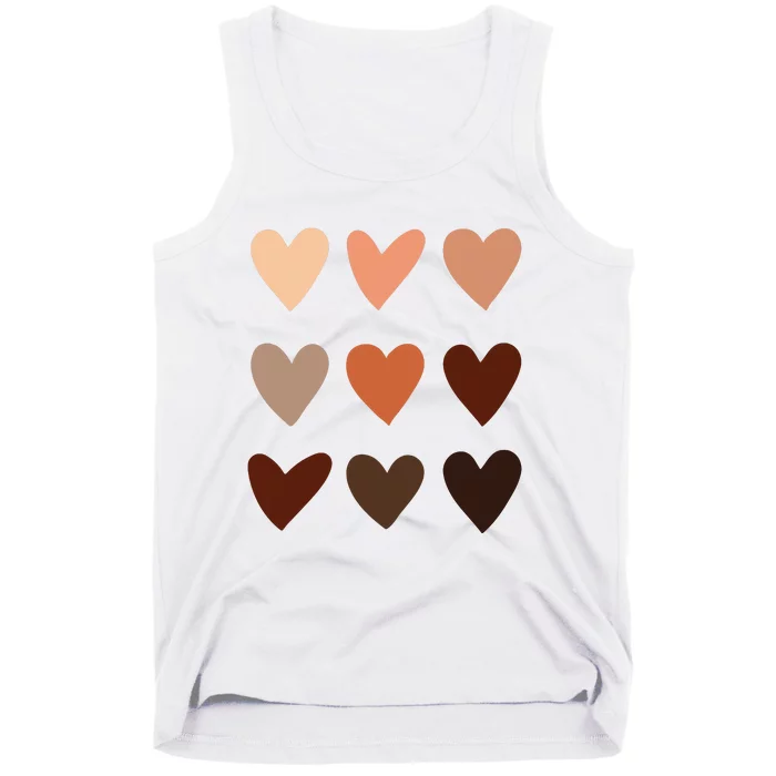 Melanin Skin Tone Hearts Be Kind Black History Month Tank Top