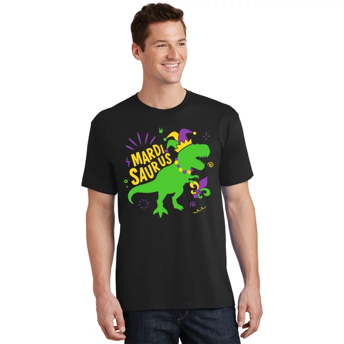 Mardi Saurus T Rex Dinosaur Dino Mardi Gras T-Shirt