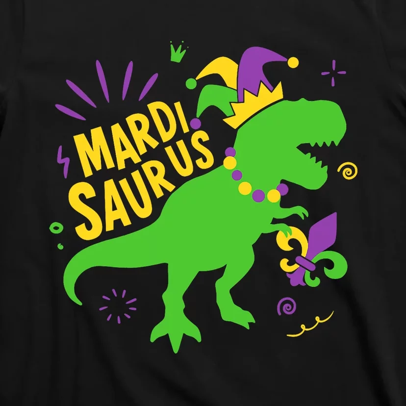 Mardi Saurus T Rex Dinosaur Dino Mardi Gras T-Shirt