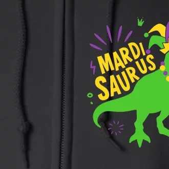 Mardi Saurus T Rex Dinosaur Dino Mardi Gras Full Zip Hoodie