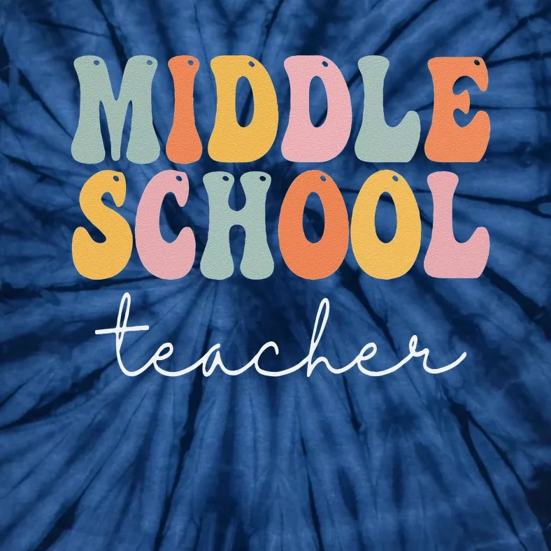 Middle School Teacher Retro Groovy Happy First Day Of School Tie-Dye T-Shirt