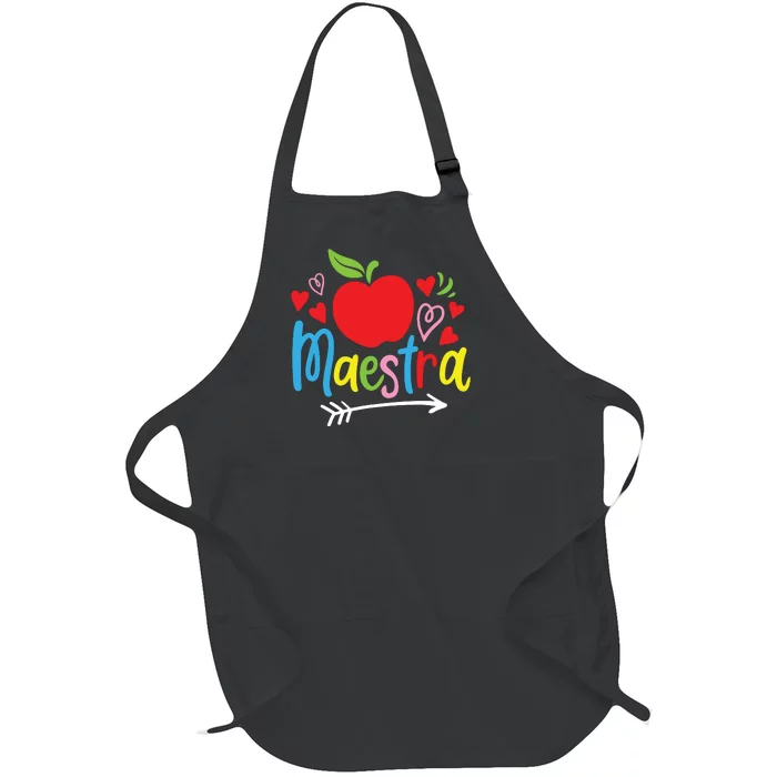 Maestra Spanish Teacher Full-Length Apron With Pocket