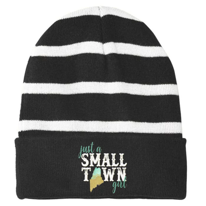 Maine Small Town Sexy Hometown State Roots Home Striped Beanie with Solid Band