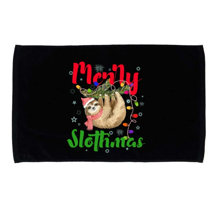 Merry Slothmas Ugly Christmas Pajama For Sloth Lovers Meaningful Gift Microfiber Hand Towel