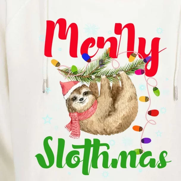 Merry Slothmas Ugly Christmas Pajama For Sloth Lovers Meaningful Gift Womens Funnel Neck Pullover Hood