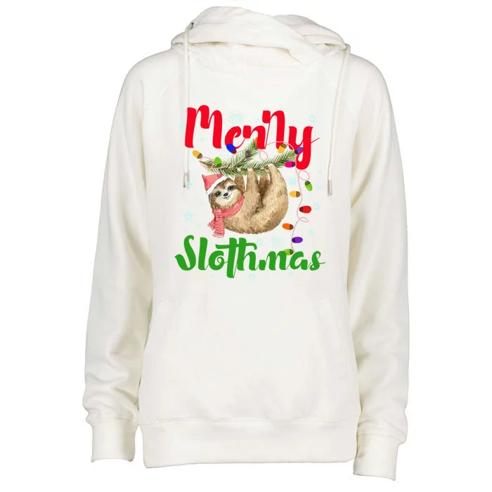 Merry Slothmas Ugly Christmas Pajama For Sloth Lovers Meaningful Gift Womens Funnel Neck Pullover Hood