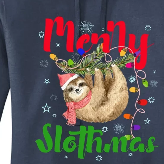 Merry Slothmas Ugly Christmas Pajama For Sloth Lovers Meaningful Gift Women's Pullover Hoodie