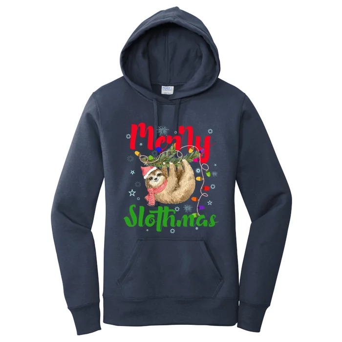 Merry Slothmas Ugly Christmas Pajama For Sloth Lovers Meaningful Gift Women's Pullover Hoodie