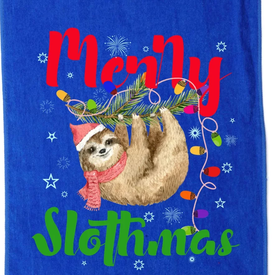 Merry Slothmas Ugly Christmas Pajama For Sloth Lovers Meaningful Gift Platinum Collection Golf Towel