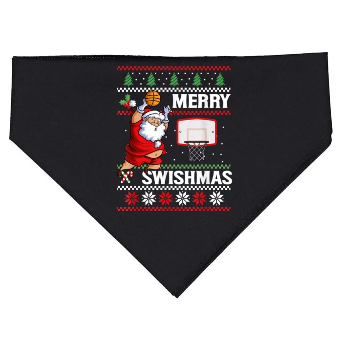 Merry Swishmas Ugly Christmas Basketball Christmas USA-Made Doggie Bandana