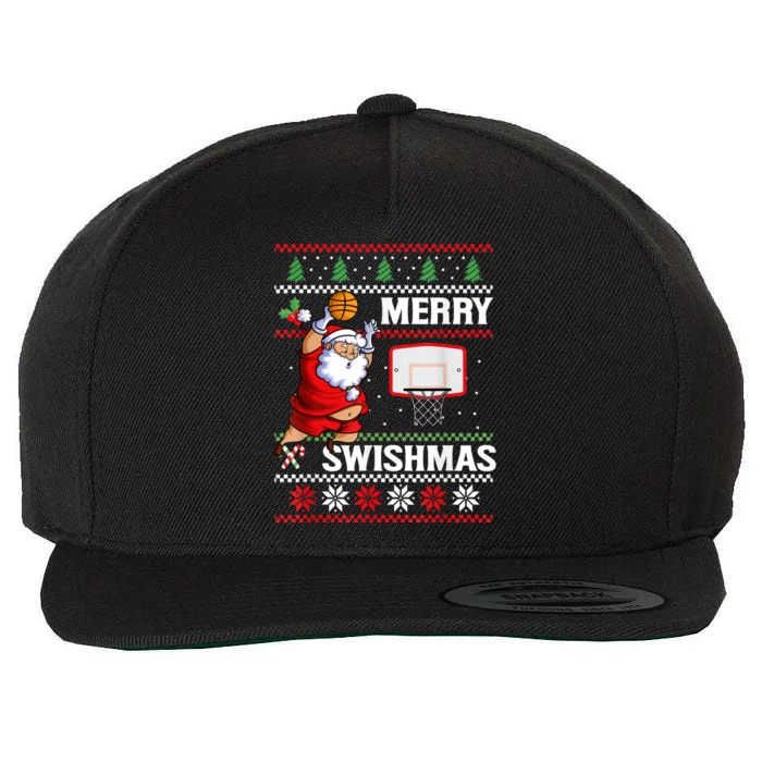 Merry Swishmas Ugly Christmas Basketball Christmas Wool Snapback Cap