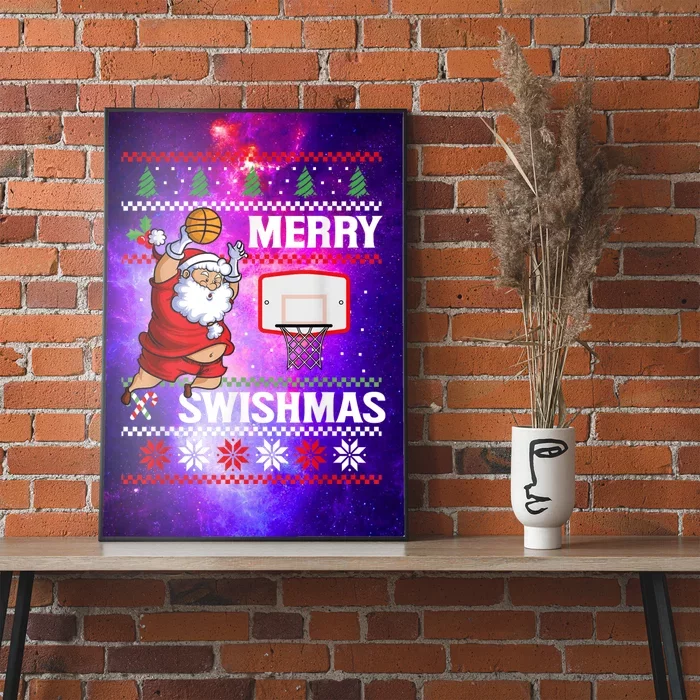 Merry Swishmas Ugly Christmas Basketball Christmas Poster