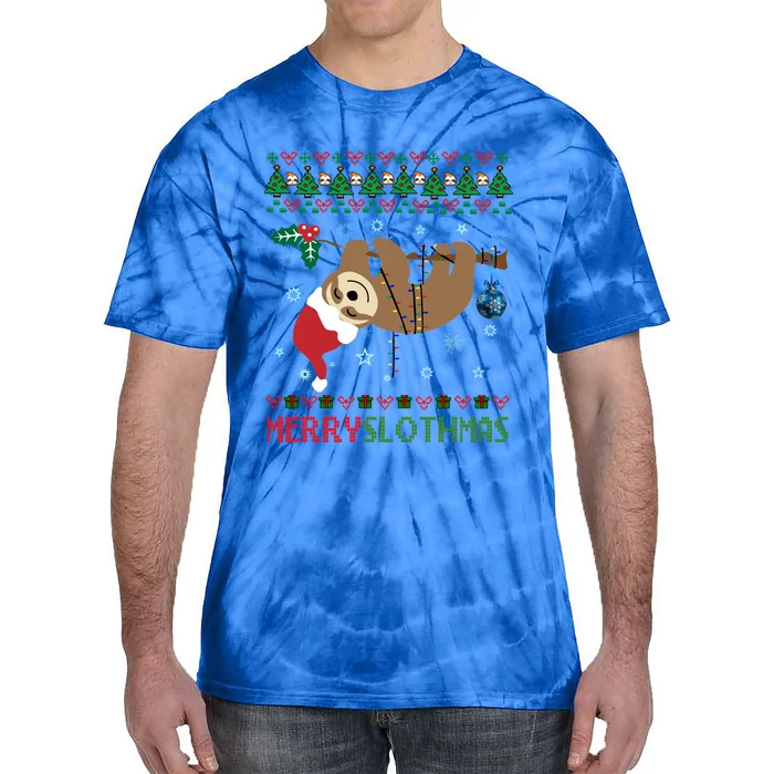 Merry Slothmas Ugly Christmas Pajama For Sloth Lovers Gift Tie-Dye T-Shirt