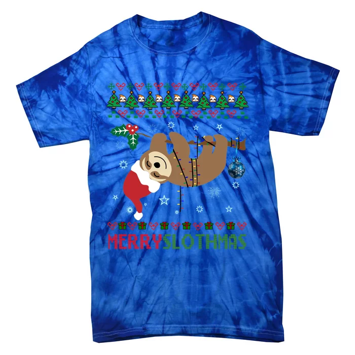 Merry Slothmas Ugly Christmas Pajama For Sloth Lovers Gift Tie-Dye T-Shirt