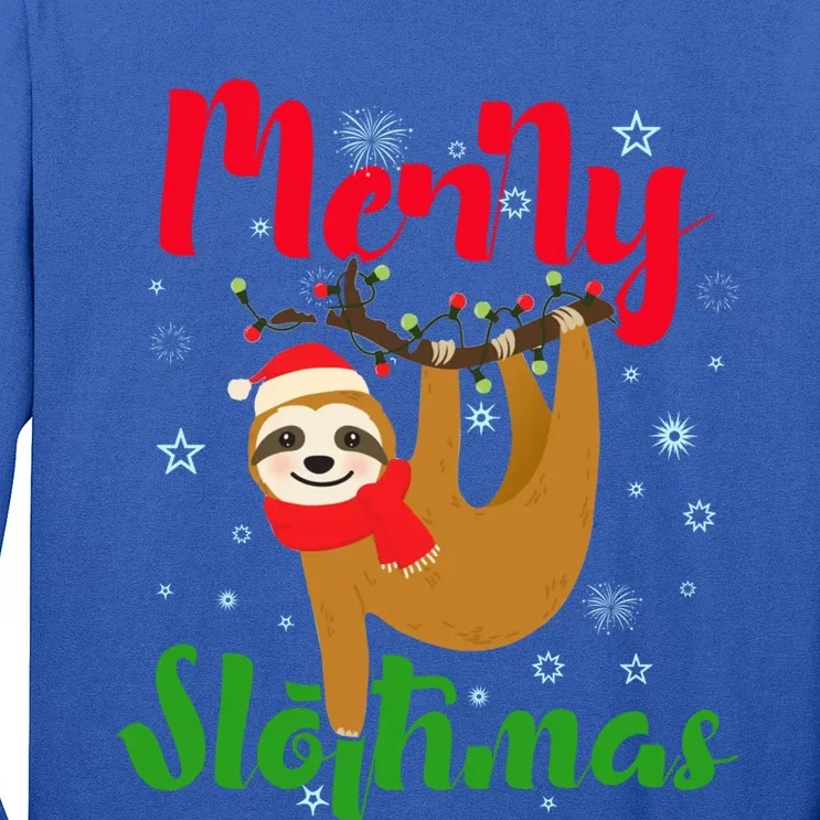 Merry Slothmas Ugly Christmas Pajama For Sloth Lovers Gift Long Sleeve Shirt