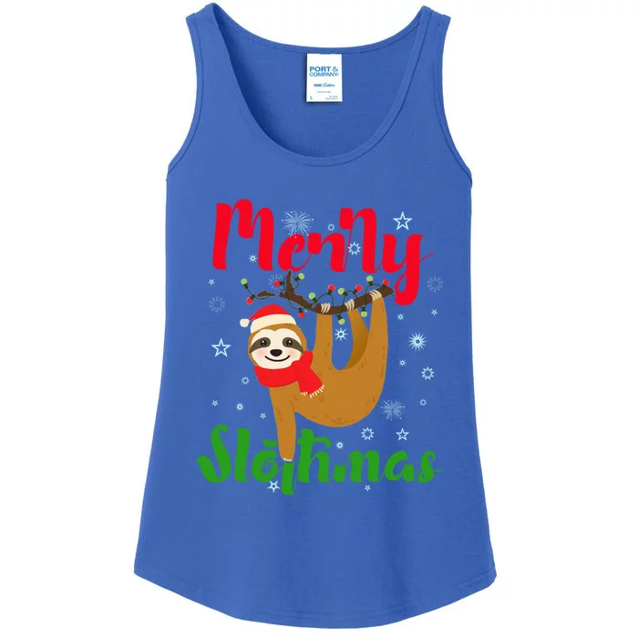 Merry Slothmas Ugly Christmas Pajama For Sloth Lovers Gift Ladies Essential Tank