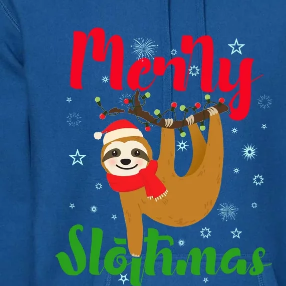 Merry Slothmas Ugly Christmas Pajama For Sloth Lovers Gift Premium Hoodie