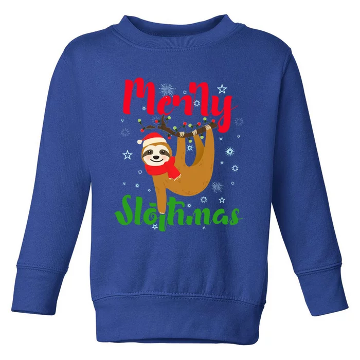 Merry Slothmas Ugly Christmas Pajama For Sloth Lovers Gift Toddler Sweatshirt