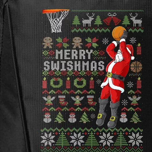 Merry Swishmas Ugly Christmas Sweater Basketball Xmas Pajama City Backpack