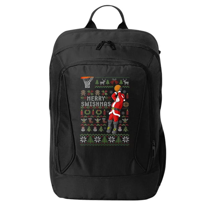 Merry Swishmas Ugly Christmas Sweater Basketball Xmas Pajama City Backpack