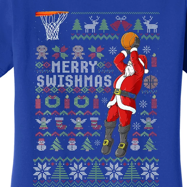 Merry Swishmas Ugly Christmas Sweater Basketball Xmas Pajama Women's T-Shirt