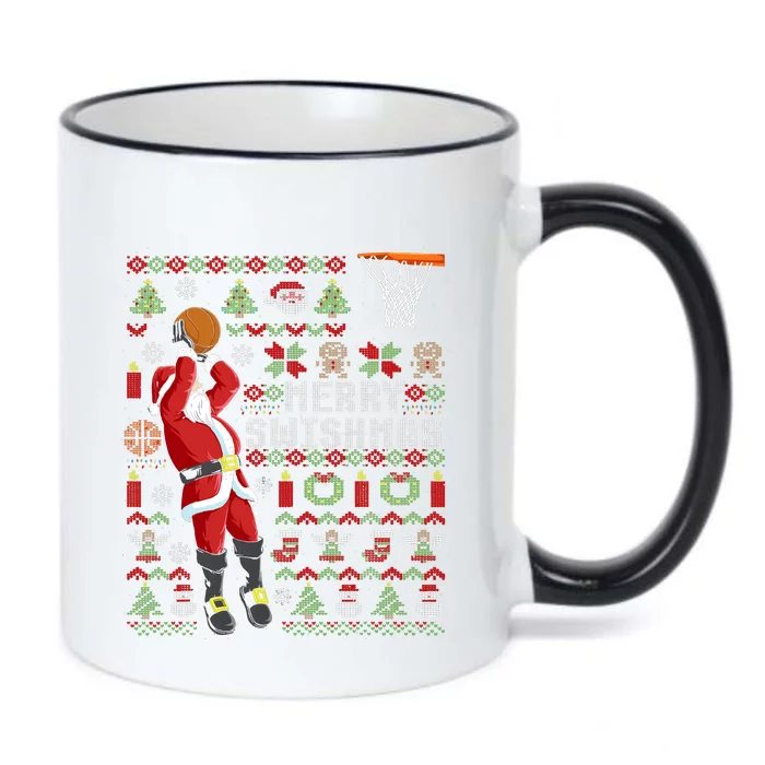 Merry Swishmas Ugly Christmas Basketball Black Color Changing Mug