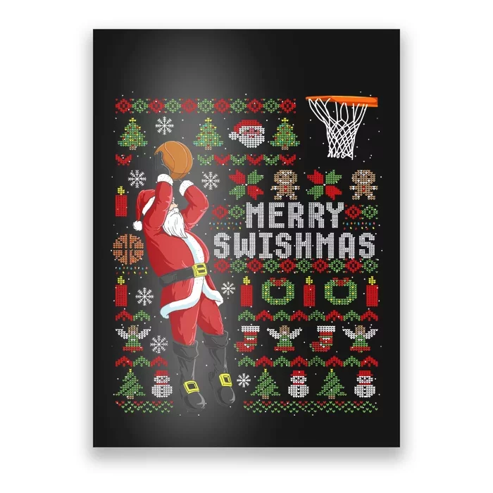 Merry Swishmas Ugly Christmas Basketball Poster