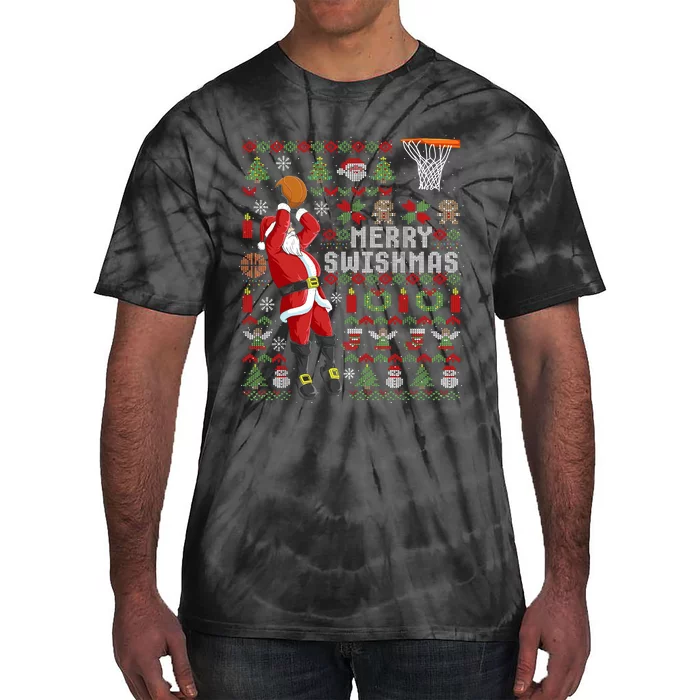 Merry Swishmas Ugly Christmas Basketball Tie-Dye T-Shirt