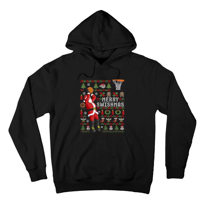 Merry Swishmas Ugly Christmas Basketball Tall Hoodie