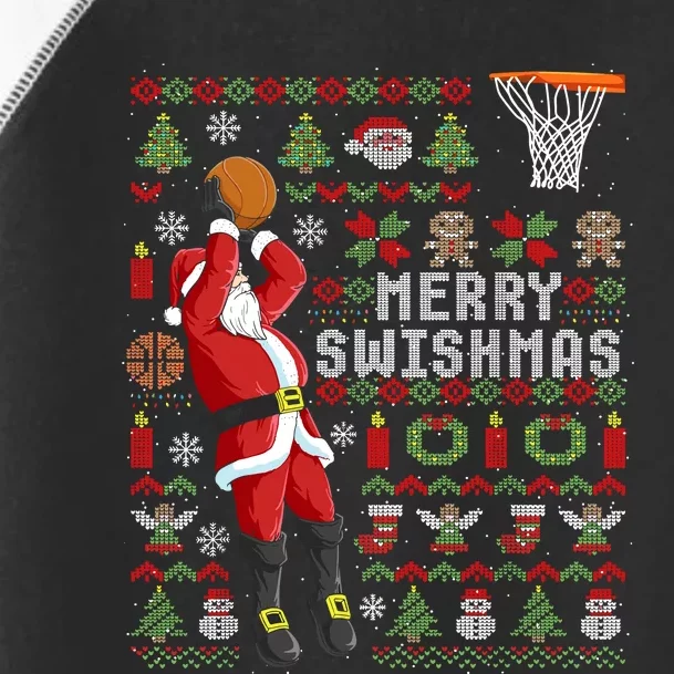 Merry Swishmas Ugly Christmas Basketball Toddler Fine Jersey T-Shirt