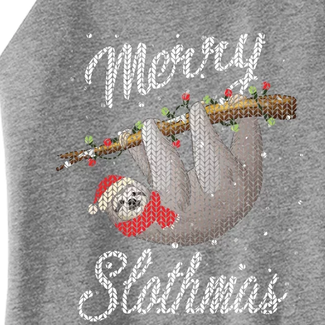 Merry Slothmas Ugly Christmas Sloth Gift Women’s Perfect Tri Rocker Tank