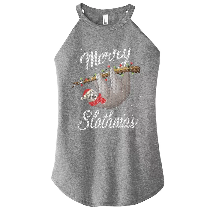 Merry Slothmas Ugly Christmas Sloth Gift Women’s Perfect Tri Rocker Tank