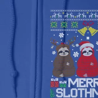 Merry Slothmas Ugly Christmas Sweater For Sloth Lovers Meaningful Gift Full Zip Hoodie