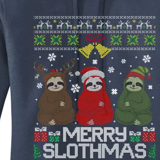 Merry Slothmas Ugly Christmas Sweater For Sloth Lovers Meaningful Gift Women's Pullover Hoodie