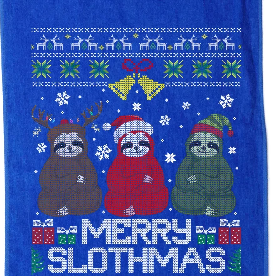 Merry Slothmas Ugly Christmas Sweater For Sloth Lovers Meaningful Gift Platinum Collection Golf Towel