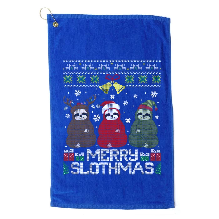 Merry Slothmas Ugly Christmas Sweater For Sloth Lovers Meaningful Gift Platinum Collection Golf Towel