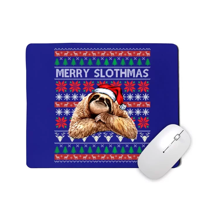 Merry Slothmas Ugly Christmas Sweater Sloth Santa Hat Funny Gift Mousepad