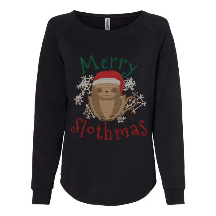 Merry Slothmas Ugly Christmas Gift Womens California Wash Sweatshirt