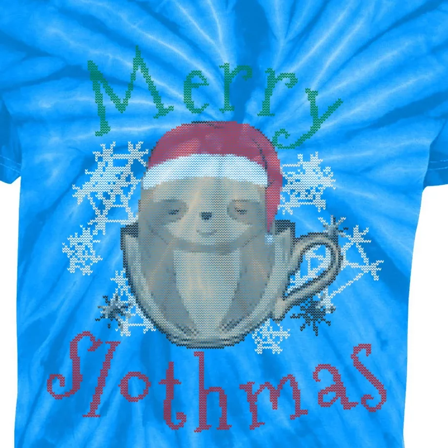 Merry Slothmas Ugly Christmas Gift Kids Tie-Dye T-Shirt