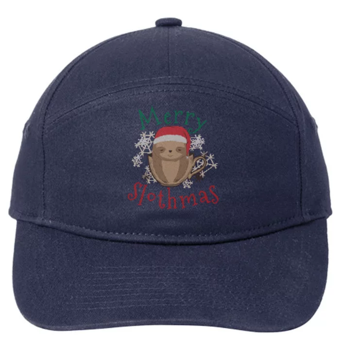 Merry Slothmas Ugly Christmas Gift 7-Panel Snapback Hat