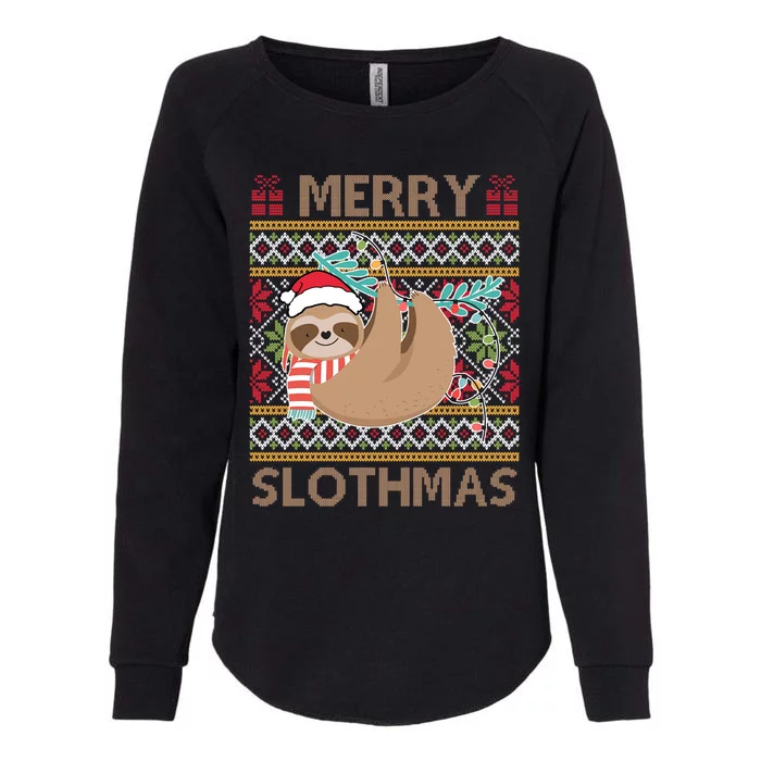 Merry Slothmas Ugly Christmas Merry Slothmas Slo Ho Ho Cool Gift Womens California Wash Sweatshirt