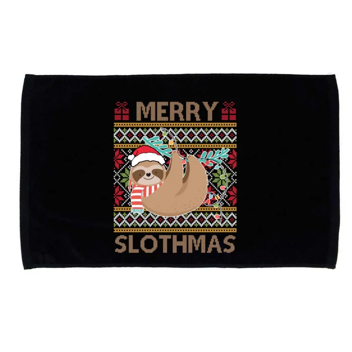 Merry Slothmas Ugly Christmas Merry Slothmas Slo Ho Ho Cool Gift Microfiber Hand Towel